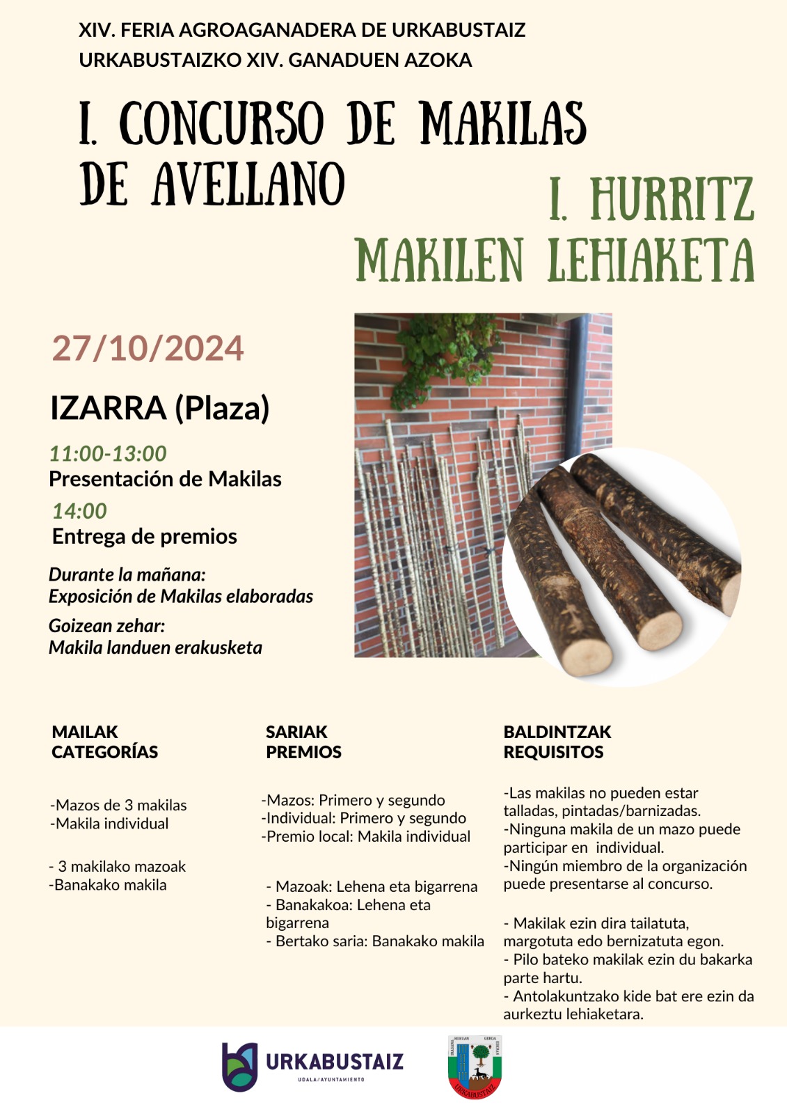 [:es]I. Concurso de Makilas de Avellano[:eu]I. Hurritz makilen lehiaketa[:] @ Udal plaza.