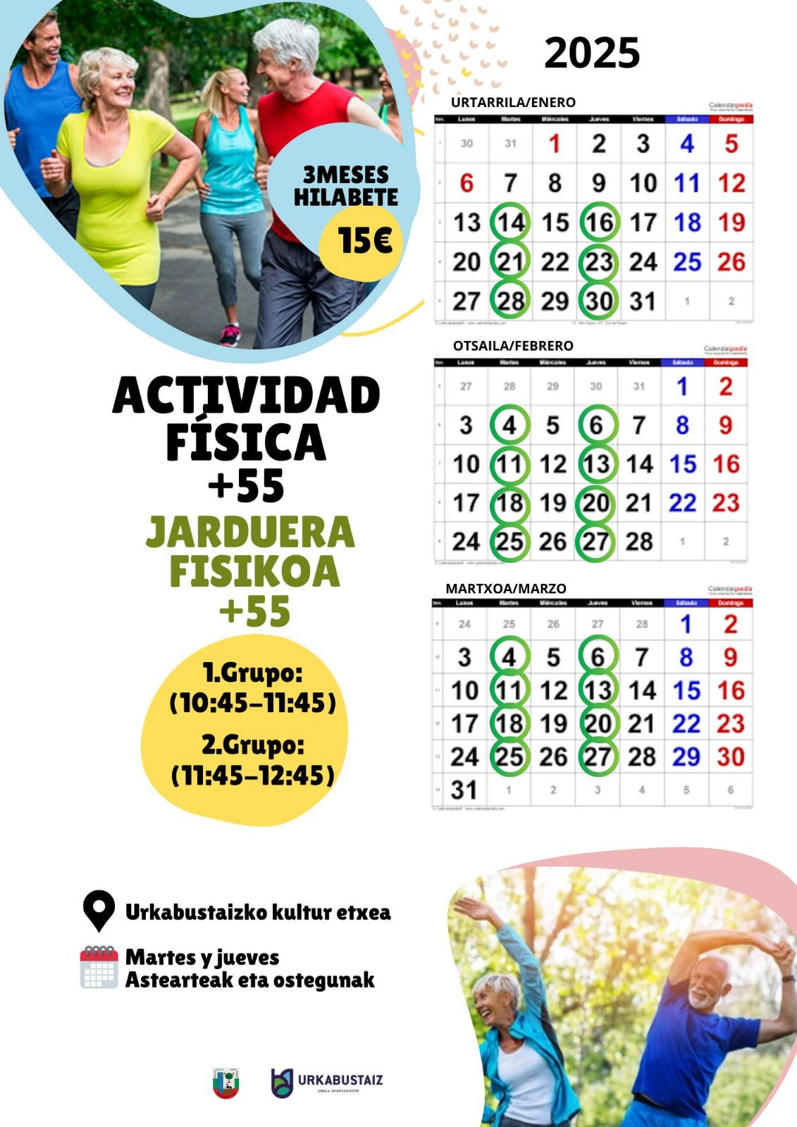 [:es]Actividad física para mayores de 55 años[:eu]55 urtetik gorakoendako jarduera fisikoa[:] @ Kultura etxea.