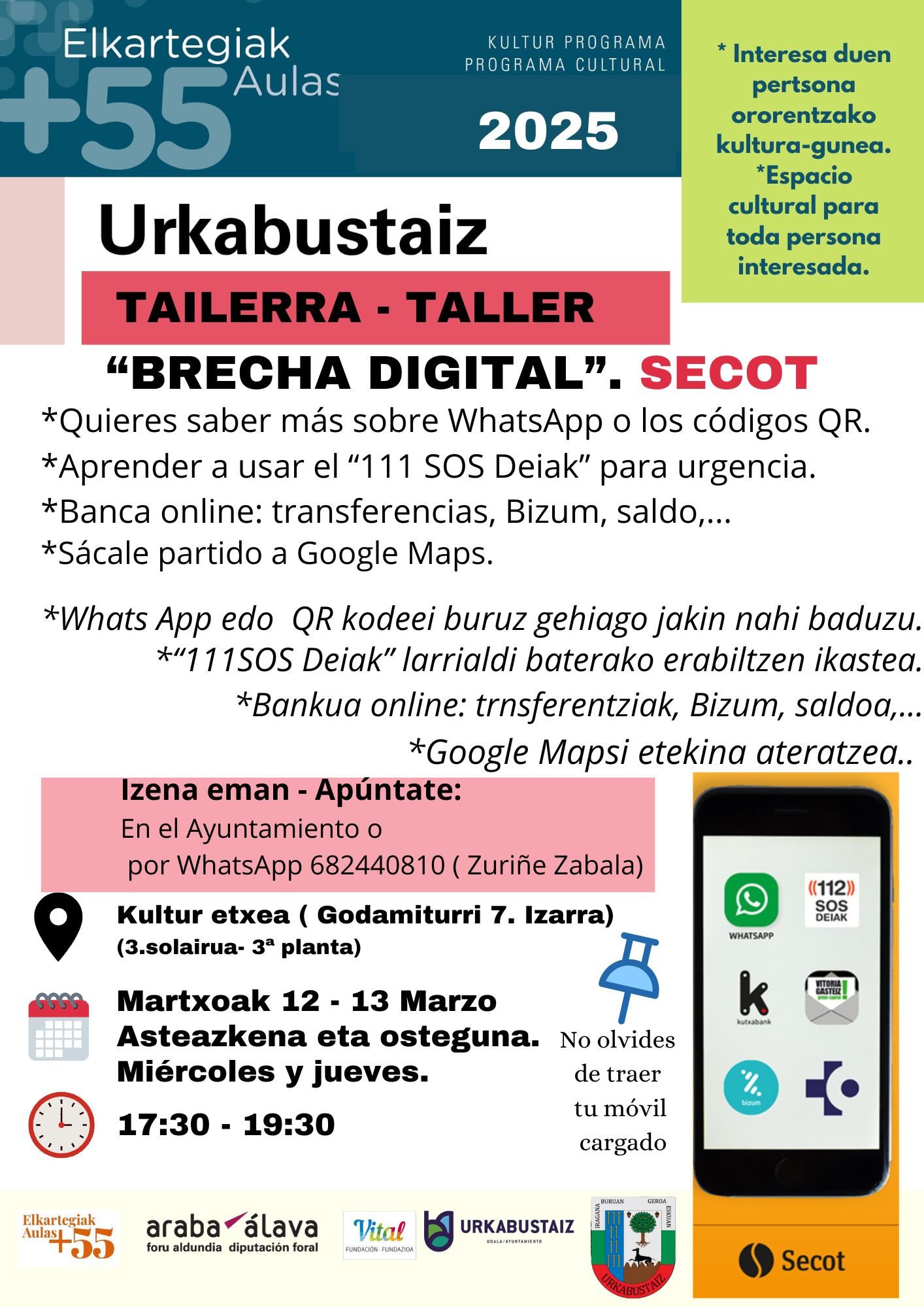 [:es]Taller sobre brecha digital[:eu]Arrakala digitalari buruzko tailerra[:] @ Kultura etxeko 3. solairuan.