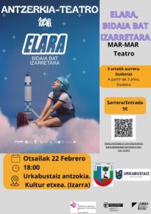 [:es]Teatro - 'Elara, bidaia bat izarretara'[:eu]Antzerkia - 'Elara, bidaia bat izarretara'[:] @ Kultura etxea.